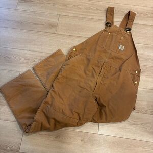Carhartt Loose Fit Firm Duck Insulated Bib Overalls Double Knee Size 50x34 *FLAW